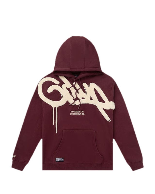 Geedup Handstyle Hoodie Maroon/Cream