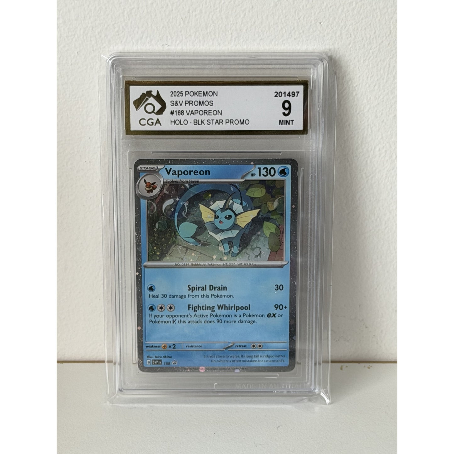 CGA GRADED CARD - 2025 POKEMON S&V PROMOS #168 VAPOREON HOLO - BLK STA